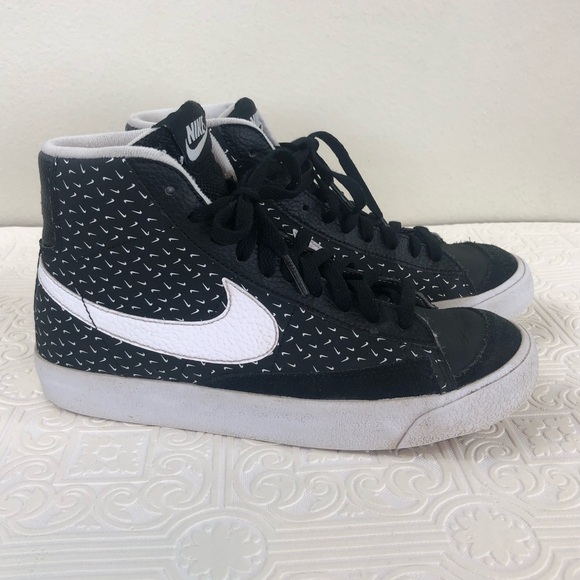 Nike Other - Nike Blazer Mid 77 GS Polka Swoosh Black White Lace Up Sneakers High Top Shoe DC